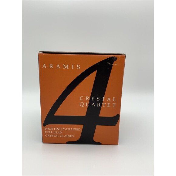 ARAMIS 4 Full Lead Crystal Quartet Tall Glasses in Original Box France Vintage - Picture 8 of 11